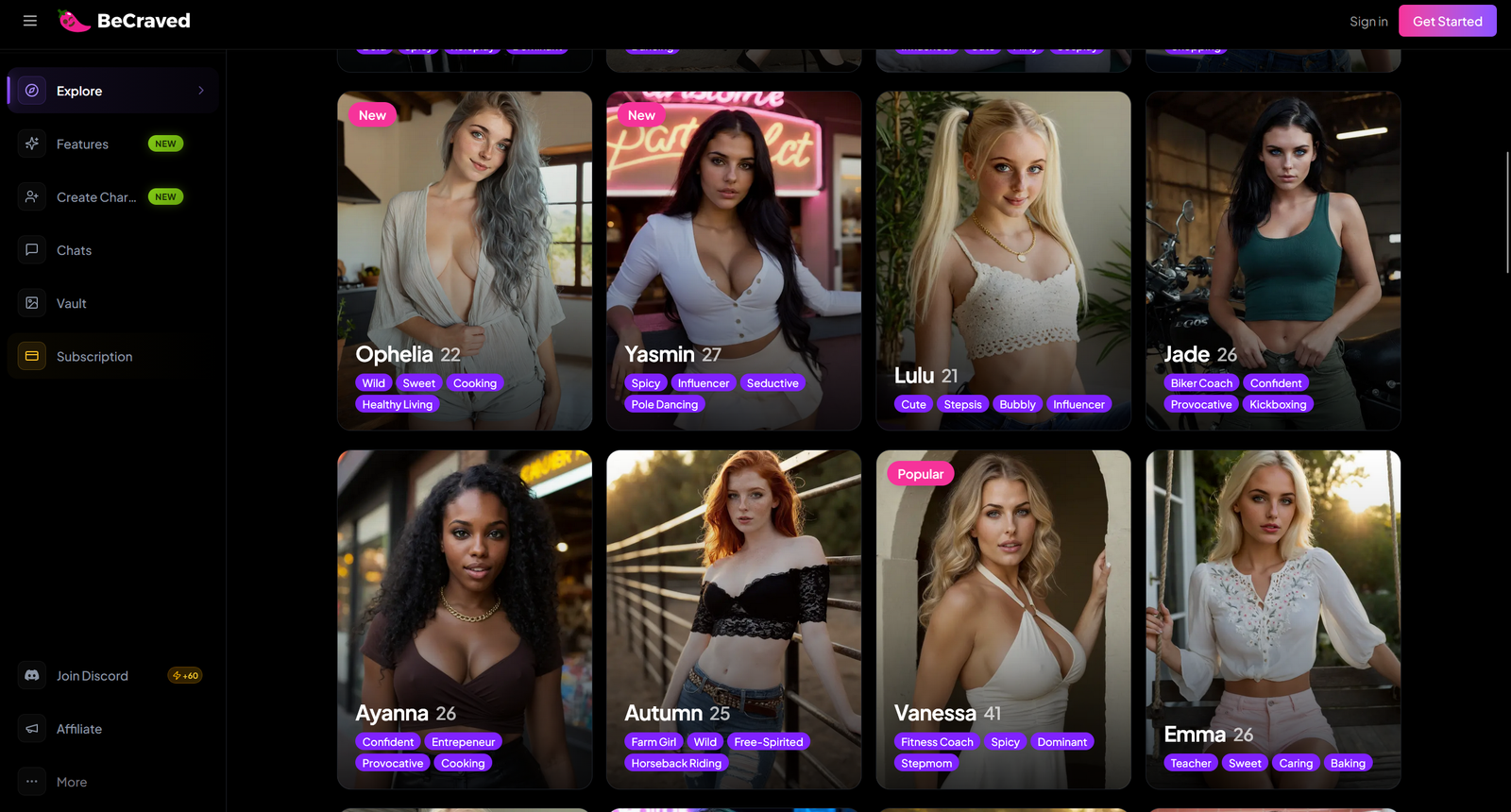 BeCraved Homepage dashboard