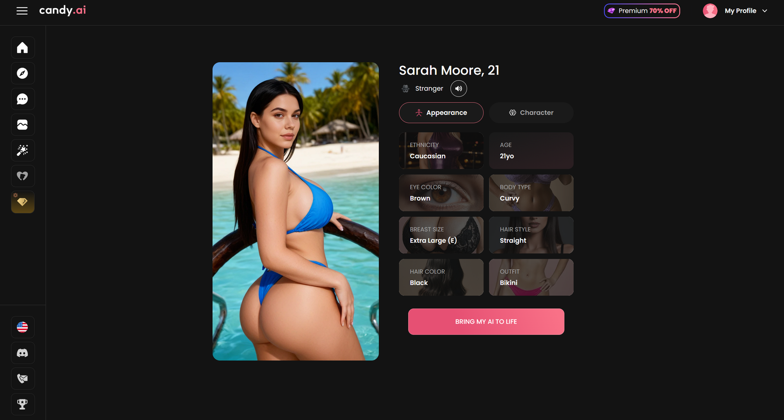 Candy AI companion selection screen