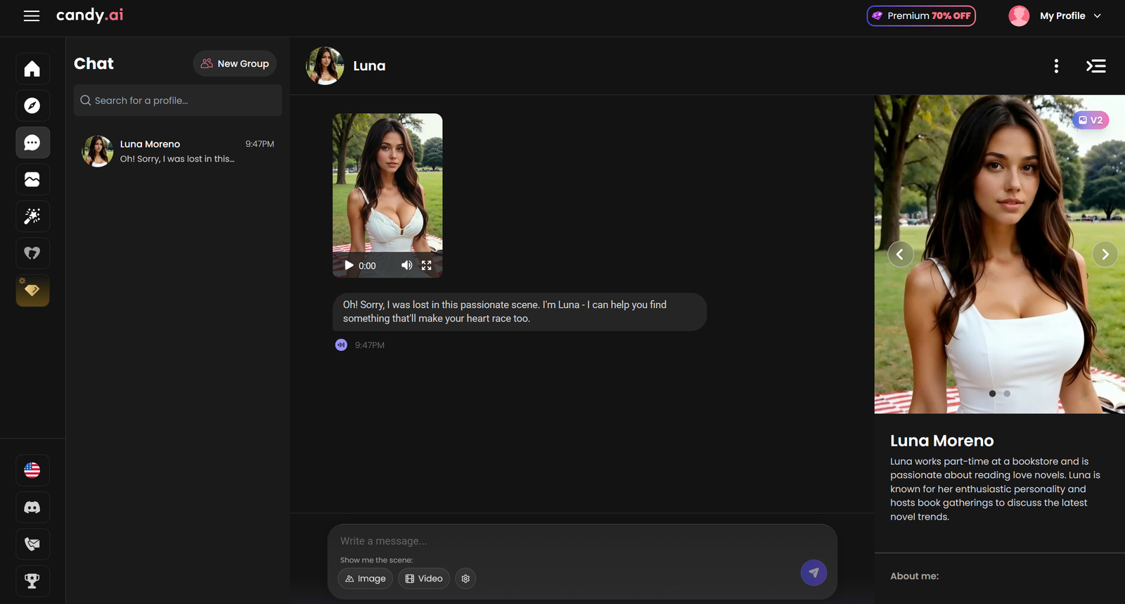 Candy AI chat interface screenshot