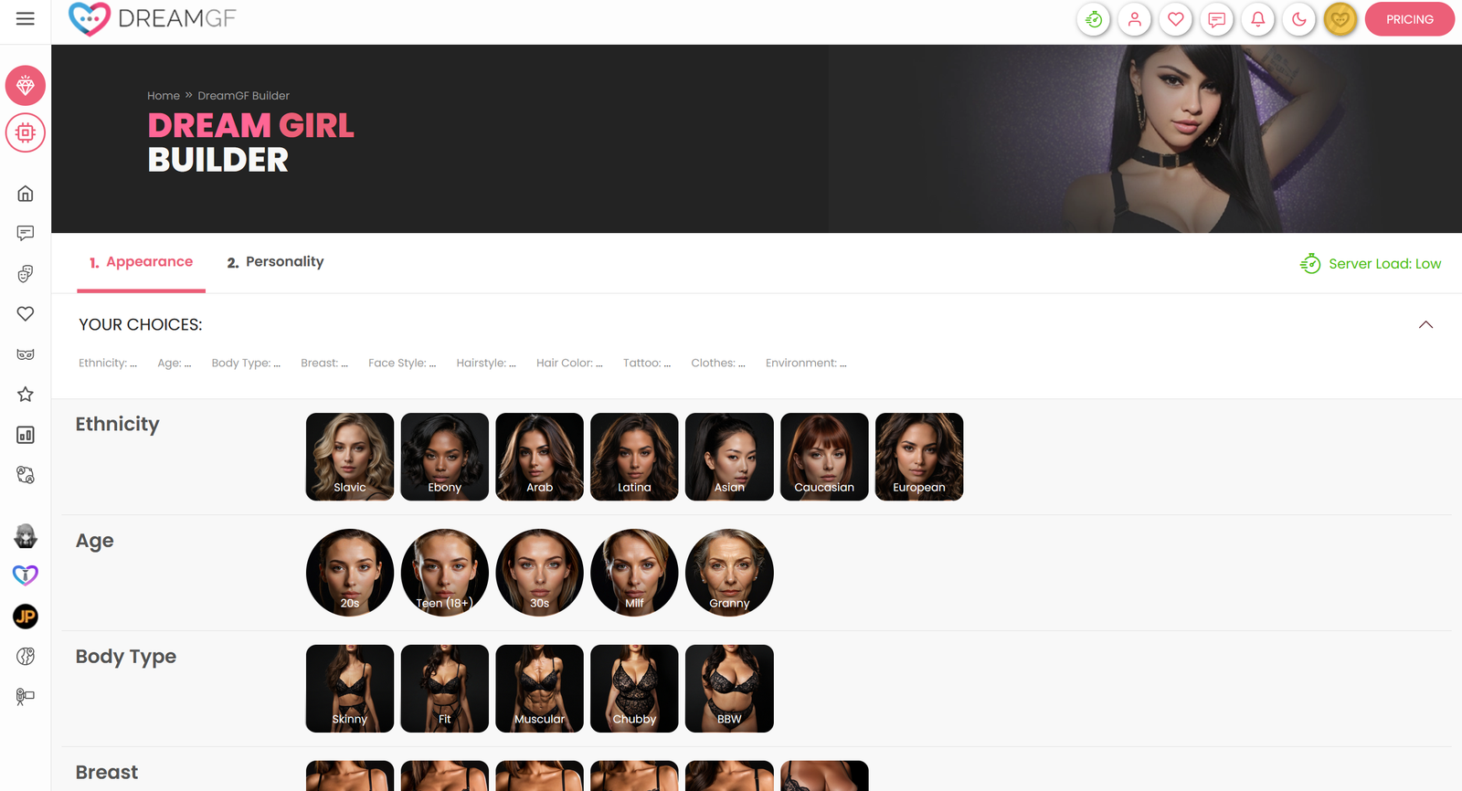 DreamGF Dream Girl Builder screenshot